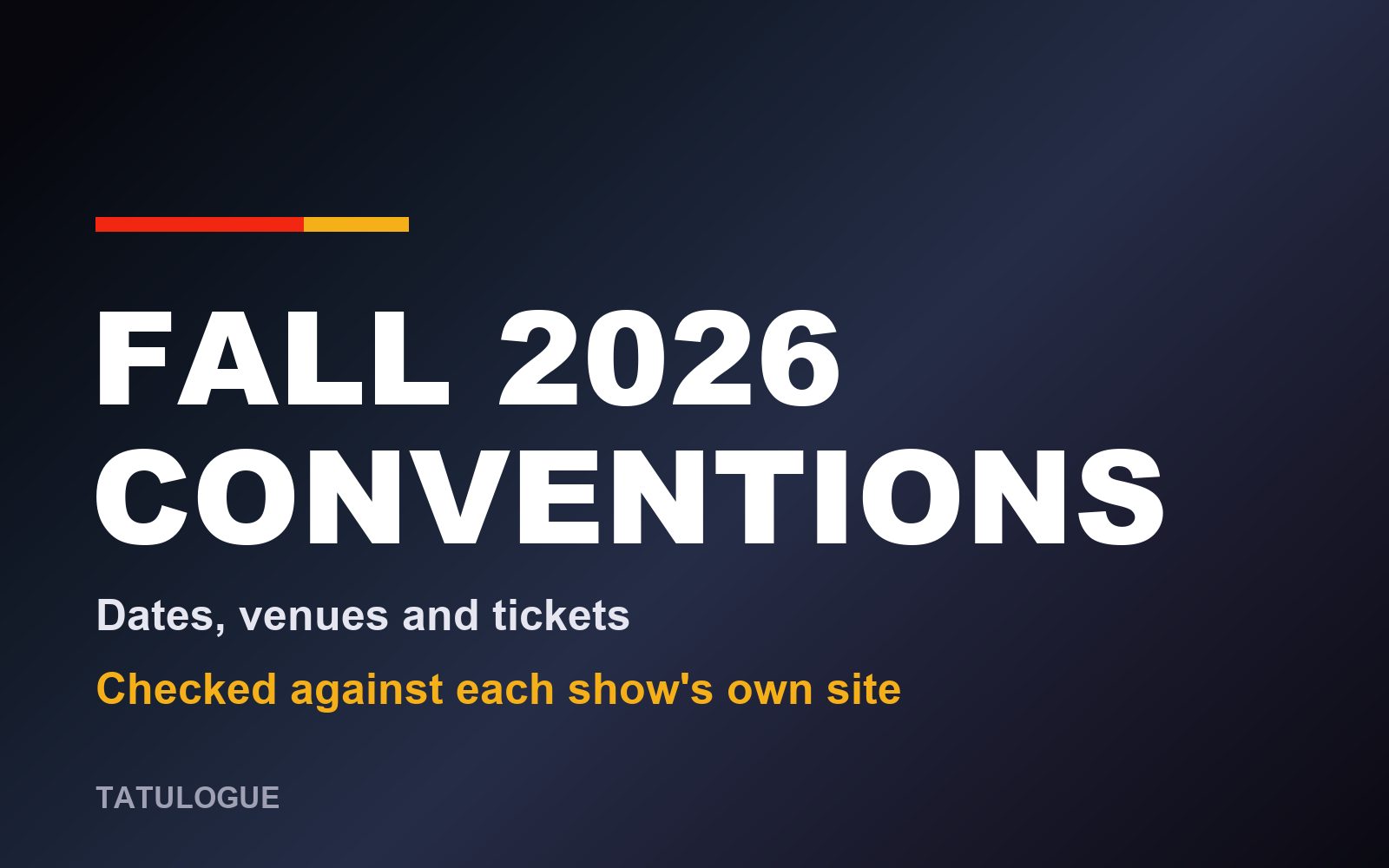 Tattoo convention floor with rows of artist booths and a crowd, fall 2026 guide