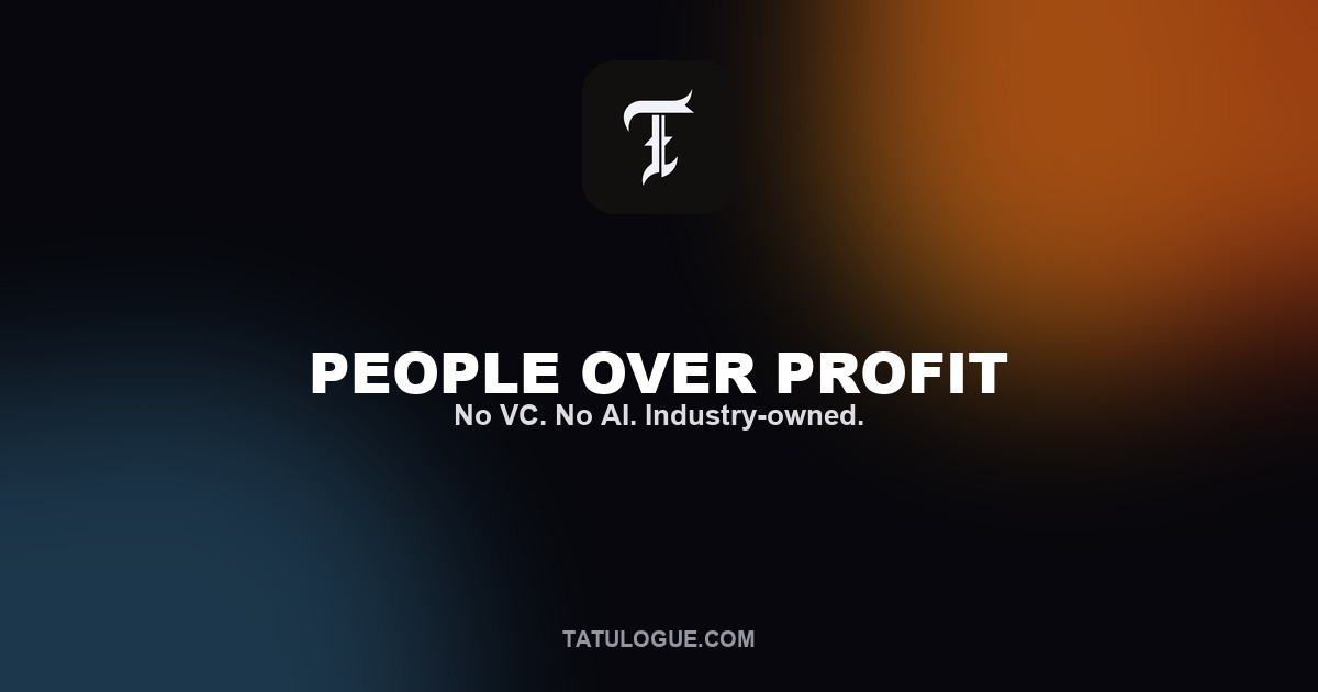 Tatulogue brand graphic reading People Over Profit